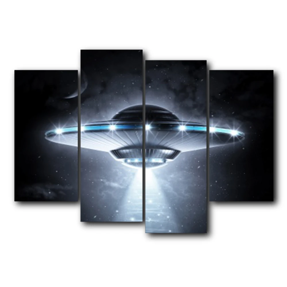 

Laeacco UFO Alien Abstract Canvas Oil Painting Prints Home Decoration Wall Art Poster Picture Living Room Bedroom No Frame