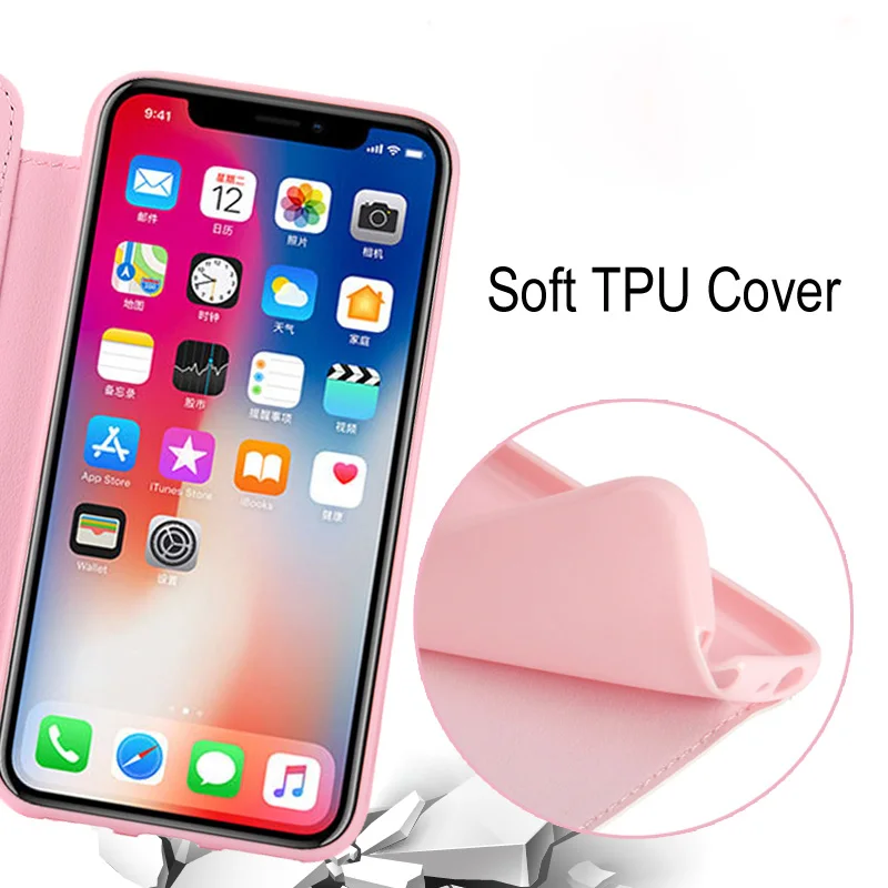 BELIAL Phone Case for iPhone 7 Case Wallet Flip Cover Luxury Diamond Leather Soft TPU Cover for iPhone X 5 5S SE 6 6s 7 8 Plus  (6)