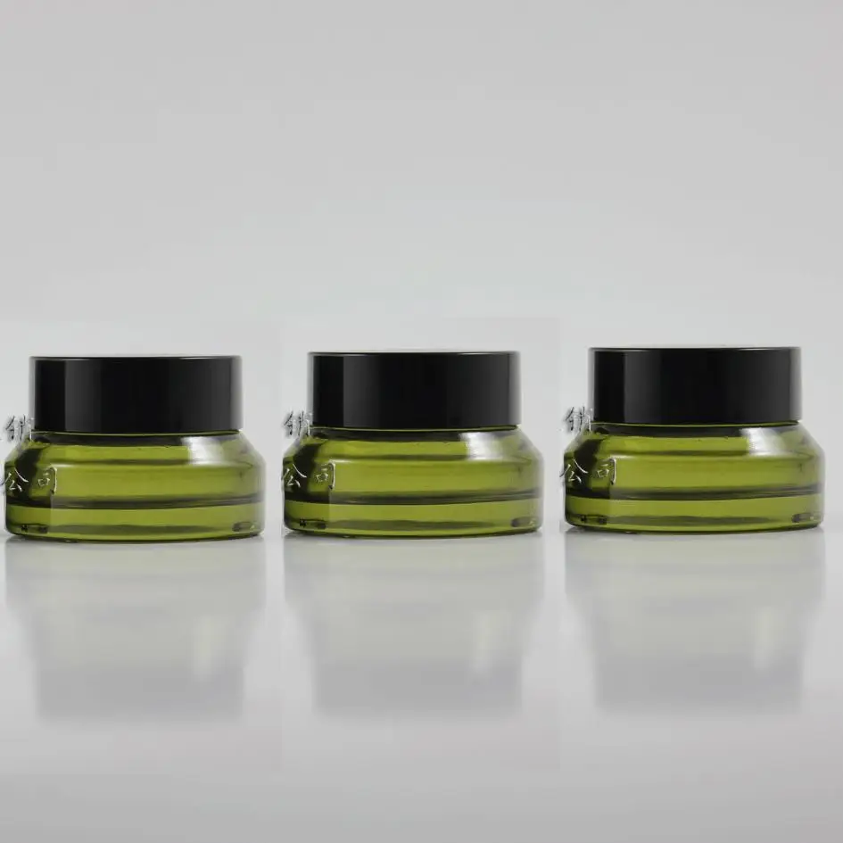 Download 15g light green glass cream jar with black plastic lid ...