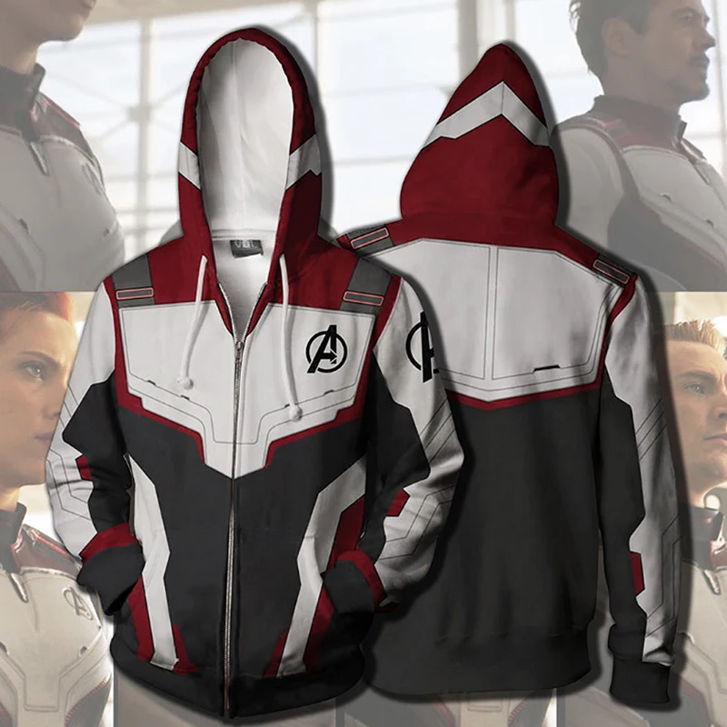 Avengers Endgame Quantum Realm Cosplay Costumes Advanced Tech Hoodie Jackets Superhero Captain Marvel Iron Man hulk Sweatshirt