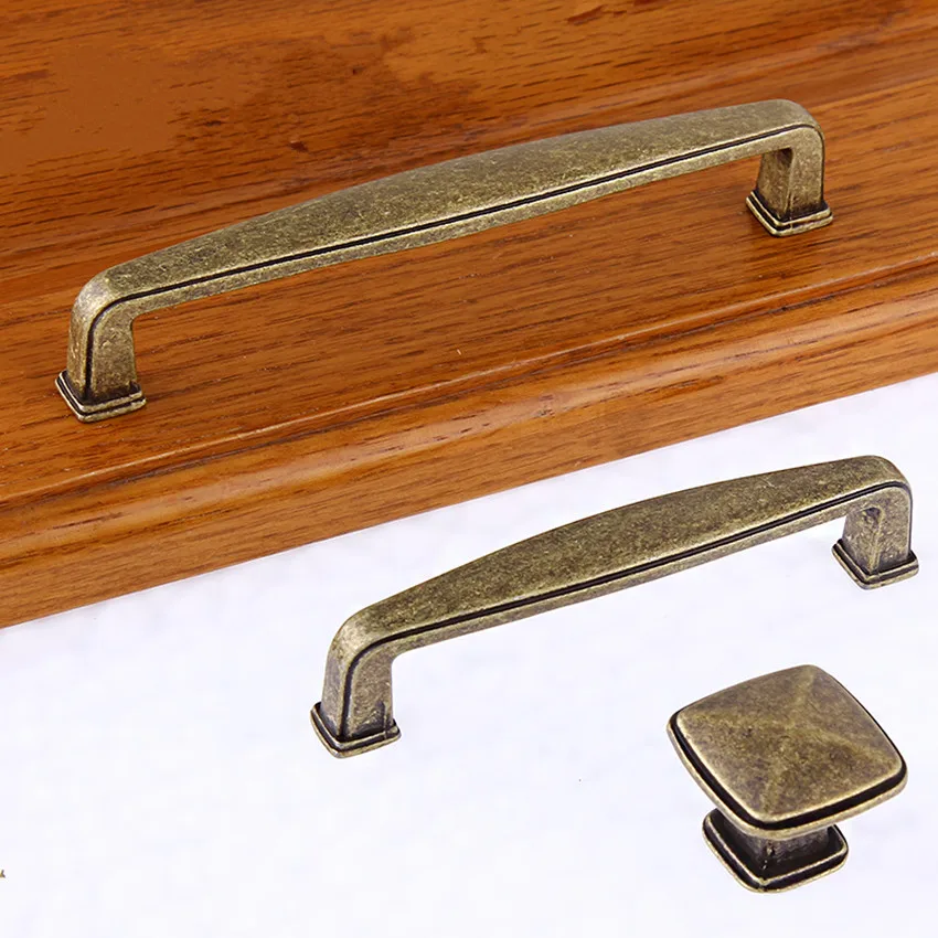 

96mm 128mm 160mm antique brass wardrobe kitchen cabinet door handles bronze drawer cupboard dresser pulls knobs Retro style knob