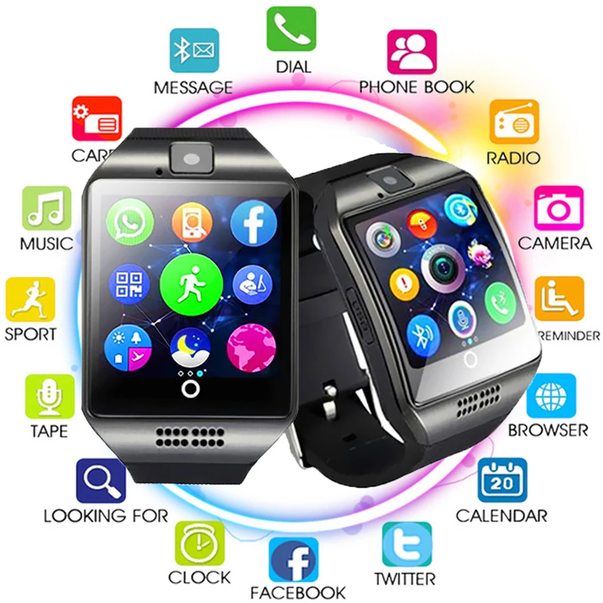 

Smart Watch Q18 With Touch Screen Support TF Sim Card Camera Bluetooth Smartwatch for Android Phone Men Passometer Wearable