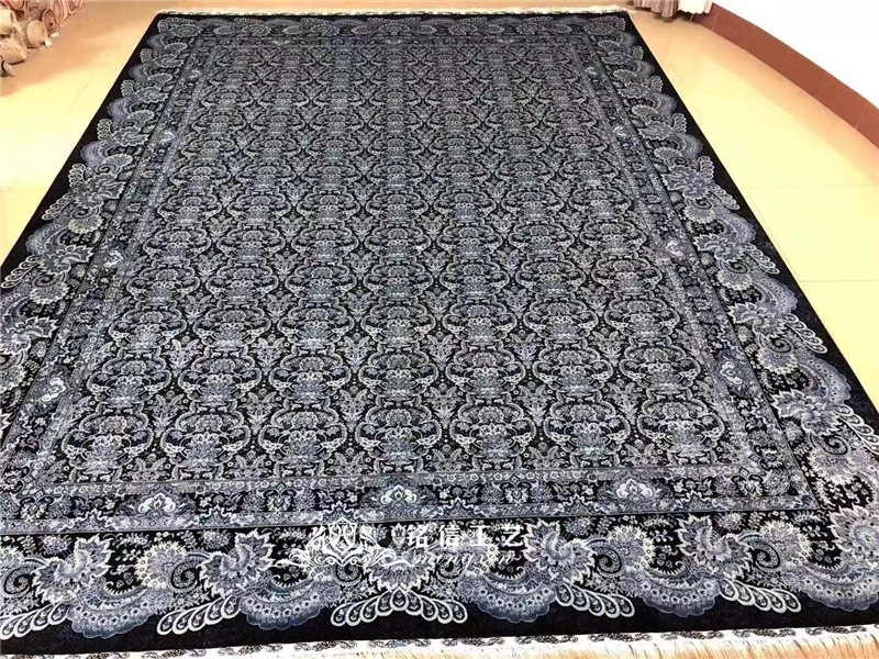 9,1 'x12. 3 'черный цветок Восточный ручной работы молитвенный уголок ковер Дубай