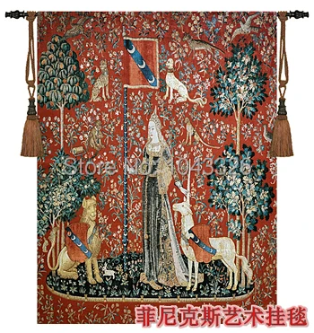 

home textile decoration unicorn sense of touch Belgium medieval tapestry wall hanging 140cm x 107cm pt-67