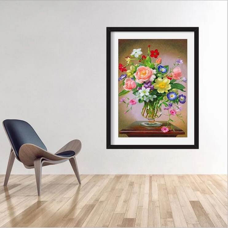  Full Drill Diamond Painting Blooming Flowers Diamond Embroidery Kit Restaurant Hotel Living Room Be - 32800175783