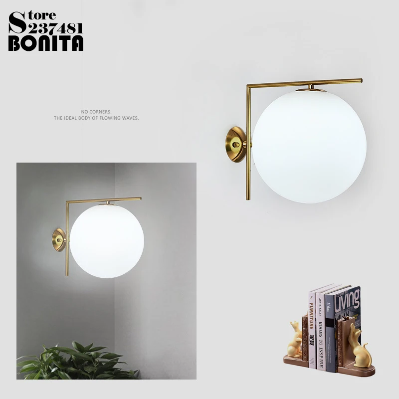 Modern White Glass Wall Lamp D20cm Round Ball Hallway Wall Light Sconce New