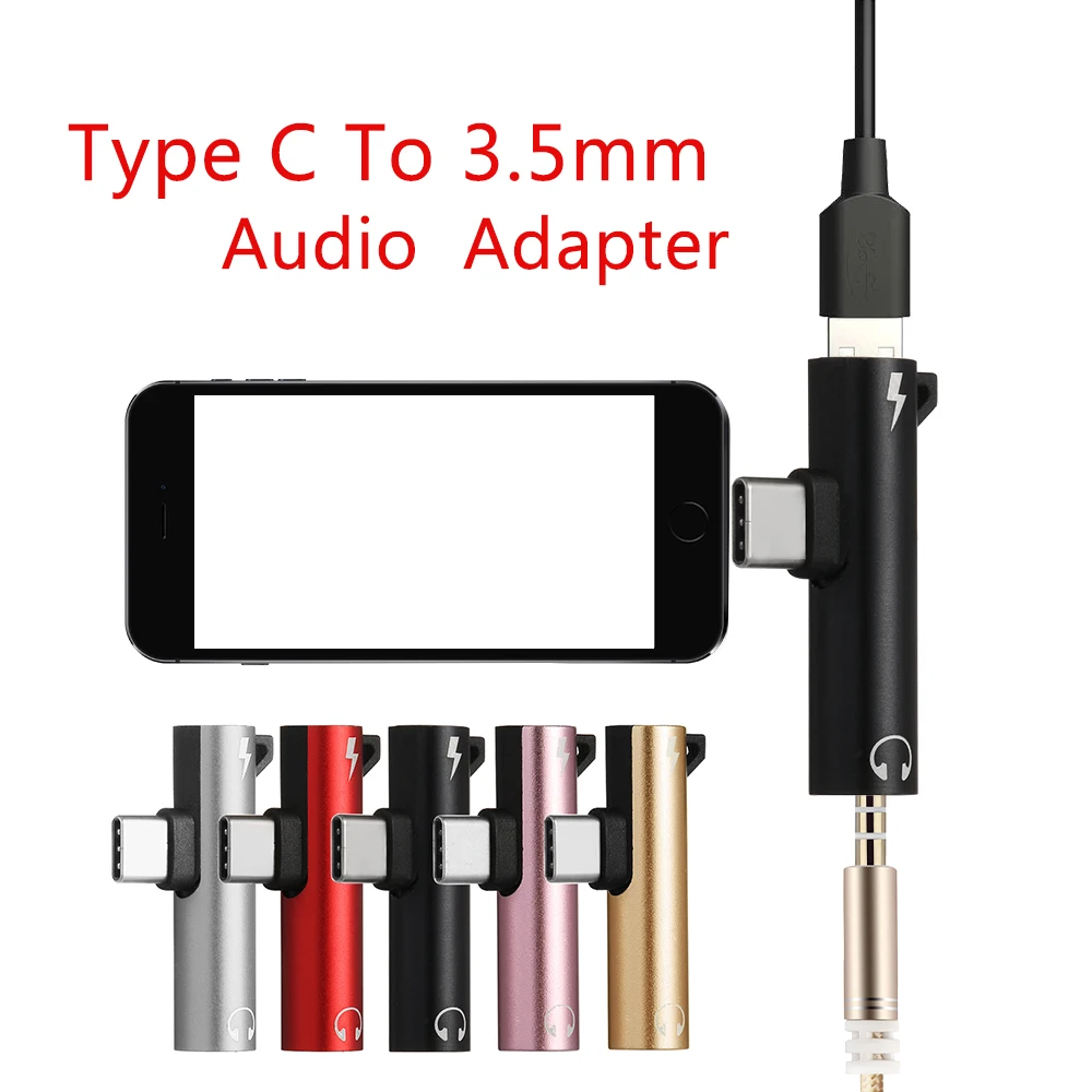 

1PC 2 in 1 Type C to 3.5mm Jack AUX Audio Charging Adapter Earphone Splitter Converter Mobile Phone Accessories