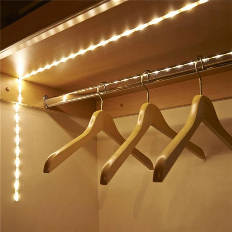 

Battery Operated 1M LED Strip Light Wireless PIR Motion Sensor Wardrobe lamp For Closet, Wardrobe, Cabinet, Stairs 2018