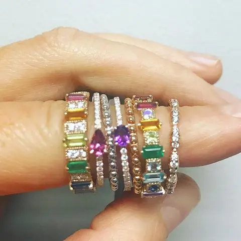 Gold Color Plating Simple Boho Rings Women lady finger jewelry Zircon bohemian Engagement Rings