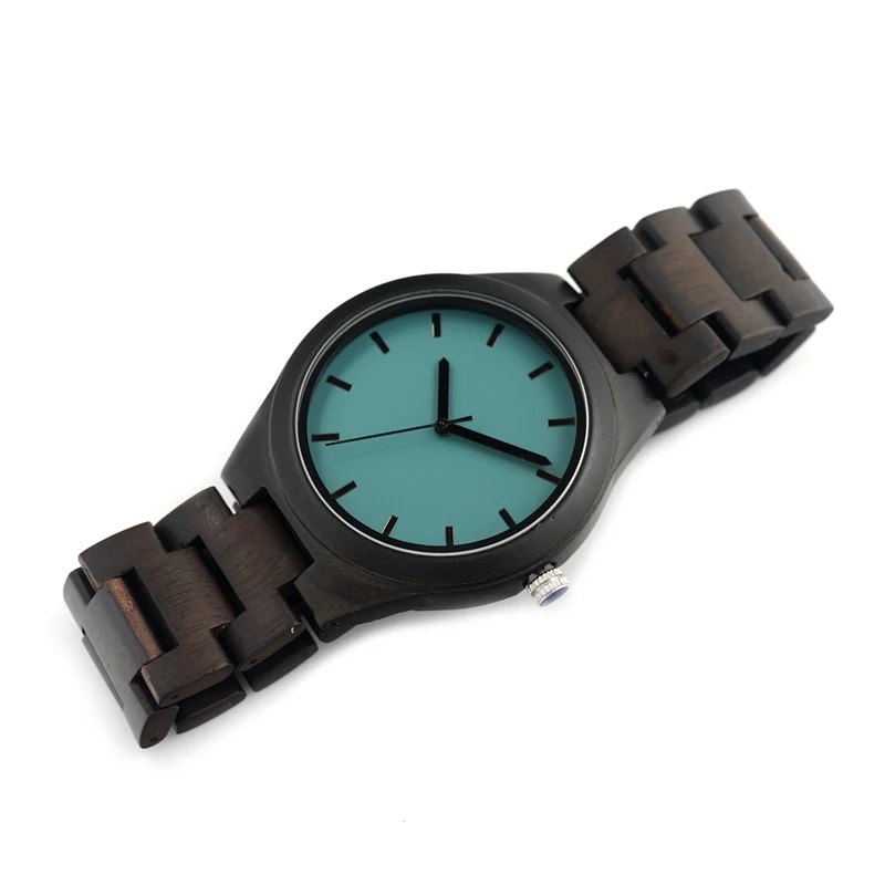 BOBO BIRD V-I21 Mens Ebony Wood Wristwatch Blue Dial Wooden Links Quartz-watch in Gift Box Men Watches 2016
