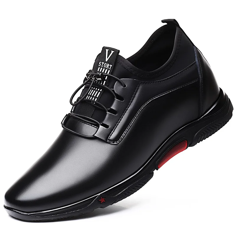 Новая трендовая мужская повседневная обувь из натуральной кожи; модная мужская обувь на шнуровке; удобная обувь для отдыха, визуально увеличивающая рост; DA0007