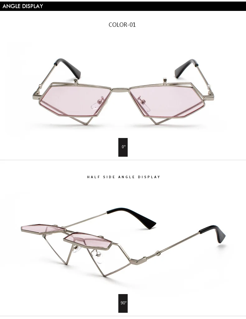 LEIDISEN Flip Up Steampunk Sunglasses Men Women Vintage Metal Frame Triangle Sunglass Female Brand Fashion Glasses UV400