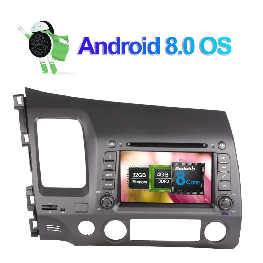 Flash Deal 4GB RAM Android 8.0 Octa Core Car GPS Navigation For Honda Civic Left Hand Driving 2006-2011 DVD Multimedia Player WIFI 3G 2