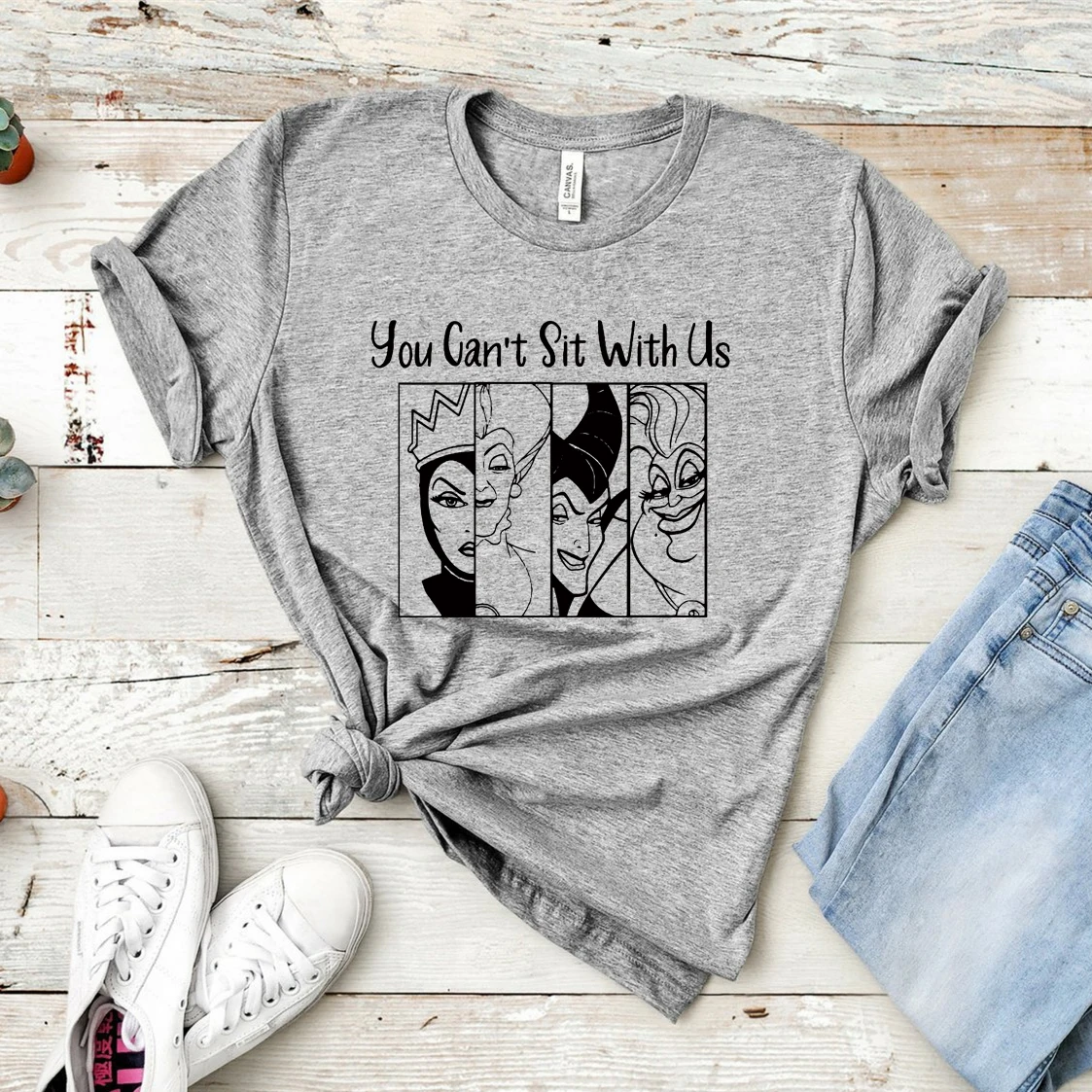 

2019 New Summer Autumn Bad Girl You Can't Sit With Us Slogan T-shirt Maleficent Evil Queen Graphic Tee Shirt Villain shirt