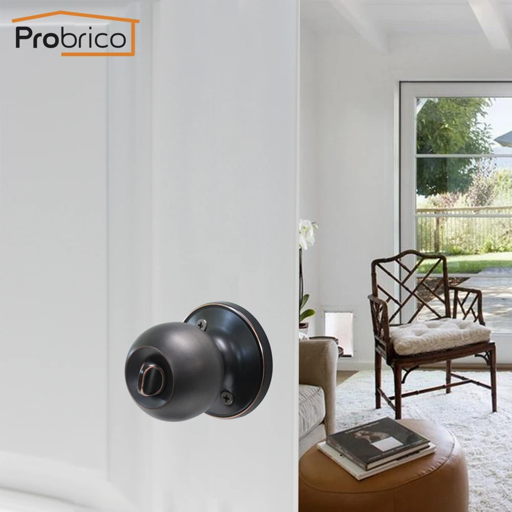 Us 17 99 Probrico Interiordoor Handles Oil Rubbed Bronze Front Back Door Knobs Latch Button Lock Keyless Privacy Door Lock For Bathroom In