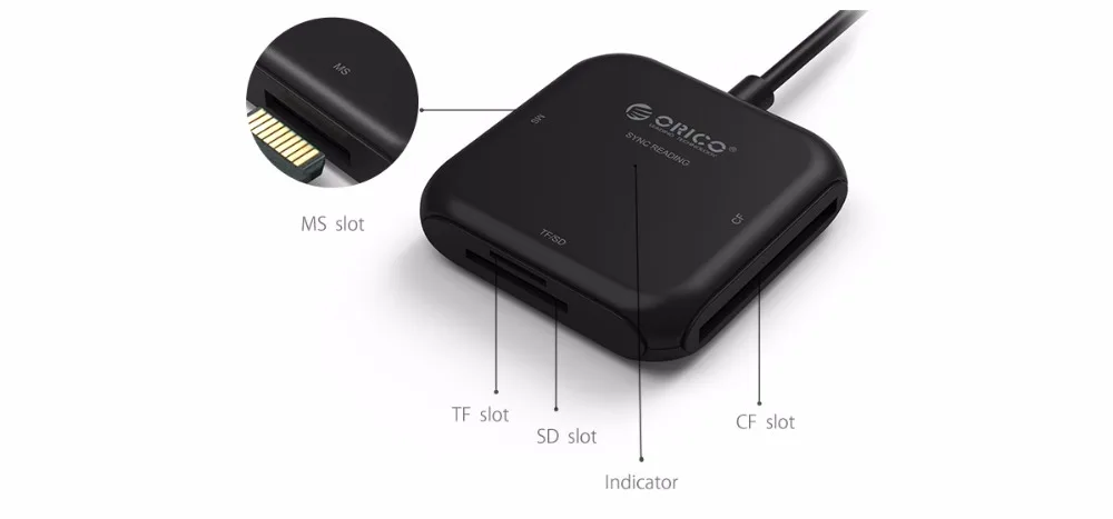 ORICO CRS31A считыватель смарт-карт 4 в 1 USB 3,0 флэш-карта памяти для TF/SD/MS/CF 4 карты чтения и записи одновременно
