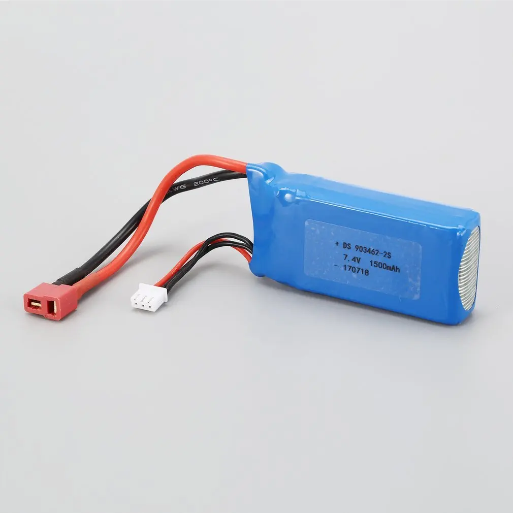 2 шт. 7,4 В 1500 мАч 25C 2 S Lipo батарея T Plug перезаряжаемые для Wltoys 12423 12428 радиоуправляемые машины самолеты Дрон вертолет модель