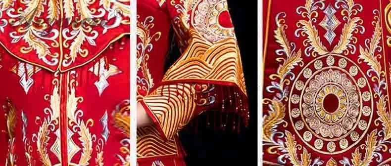 Невесты 2019 Новый феникс вышивка Cheongsam Красный кисточкой Ци Пао для женщин Китайский традиционный свадебный платье длинные китайское