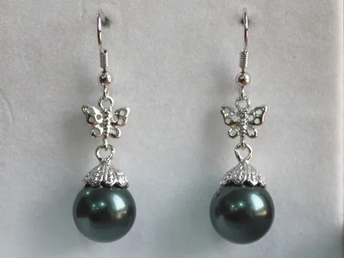 

Shipping Fashion Silver Filled Butterfly With Shell Pearl Dangling ER00079 12mm