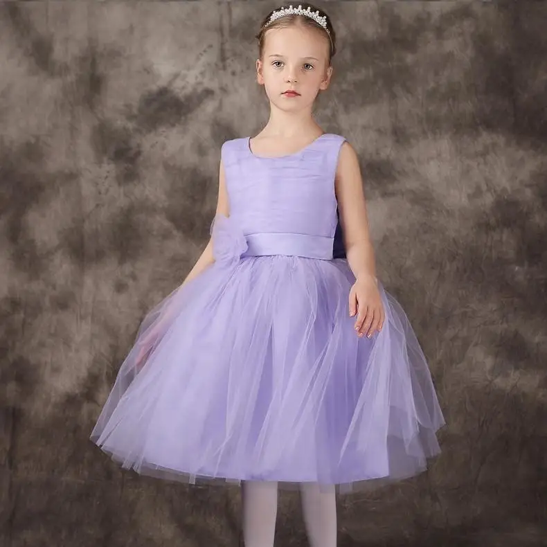 Sweet Purple Girls Dresses With Kow In The Back Flower Girl Dress Kids