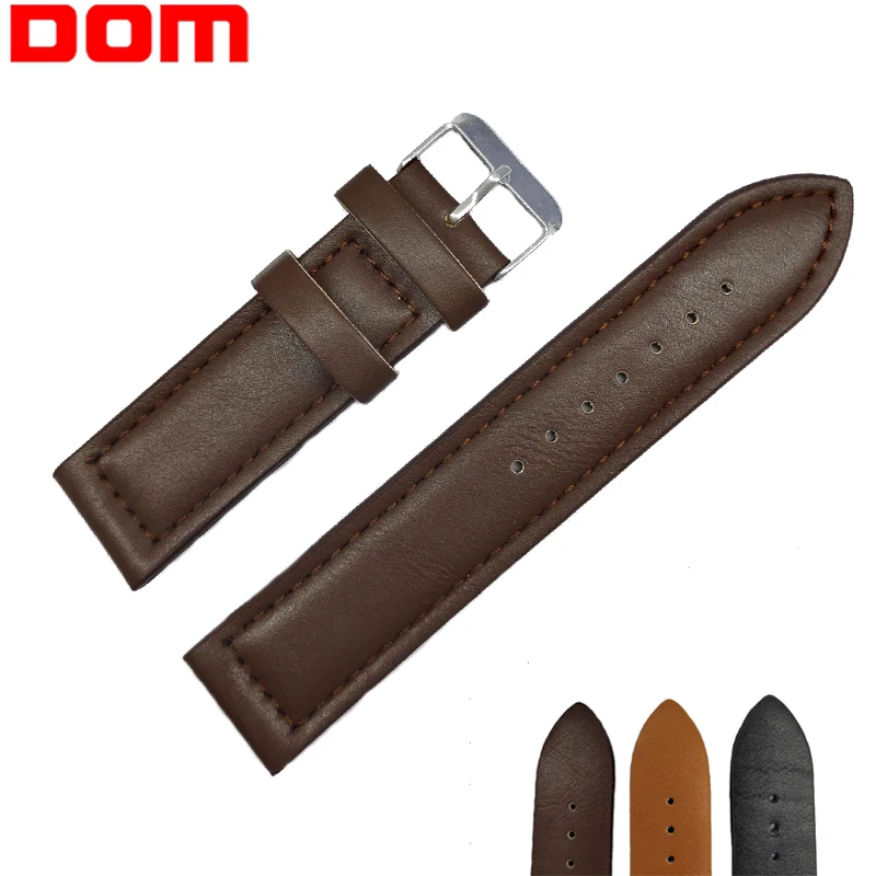 

DOM High Quality Men Watchband Faux Strap Black Brown Yellow Color 18mm 20mm 22mm Wrist Watch Replacement Band Watch Accessories
