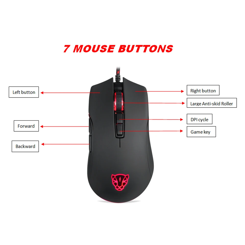  MOTOSPEED V70 Mouse USB Wired Gaming Mouse RGB Backlight 12000 DPI Computer PC Mice Gamer for PUBG 
