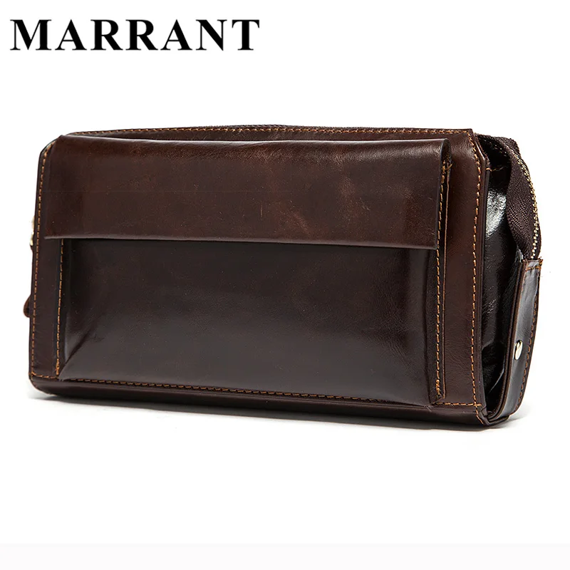 MARRANT Hot Sale Men Wallets Genuine Leather Coin Zipper Pocket Men's Long Wallet Male Clutch Bags Man Purse Small Hand Bag