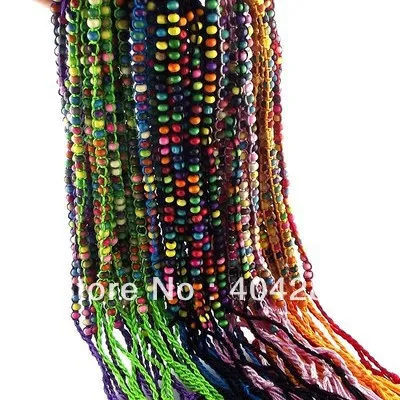 Торговля, 50 шт в наборе, Красочные небольшие деревянные бисера браслет дружбы B101