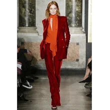 Jacket Pants Wine Red Women Elegant Pant Suits Velvet Formal Office Uniform Design Professional Business Work 2 Piece Suits