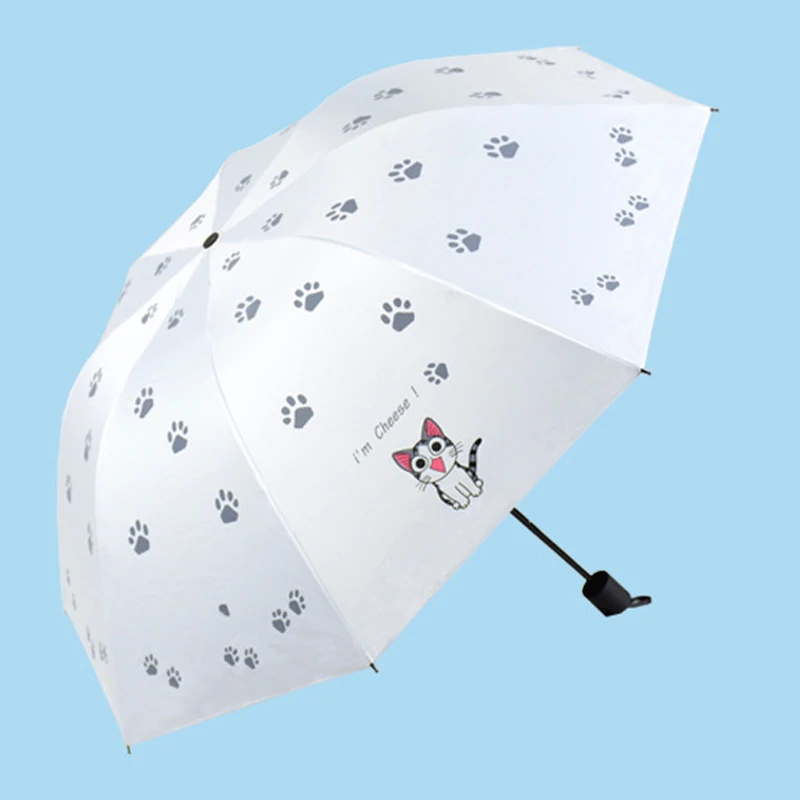 

Lovely Cheese Cat Pattern Kids Umbrella Cute Cartoon Cats Footprint Umbrellas Windproof Sunny Rain Blue White Parapluie SP029