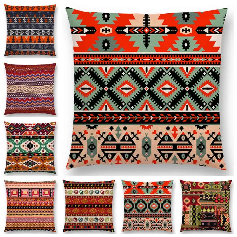 

Newest Bohemia Cushion Cover Vintage Pattern Ethnic Striped Navajo Arrow Sofa Throw Pillow Case