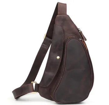 

Vintage Crazy Horse Leather One Shoulder Pack Cross body Travel Bag Chest Bags For Men Women