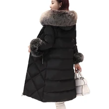 Women 90% Padded White Duck Down Jackets Winter Fashion 2018 New Warm Real Fox Fur collar Plus size Female Long Coat Parkas 457