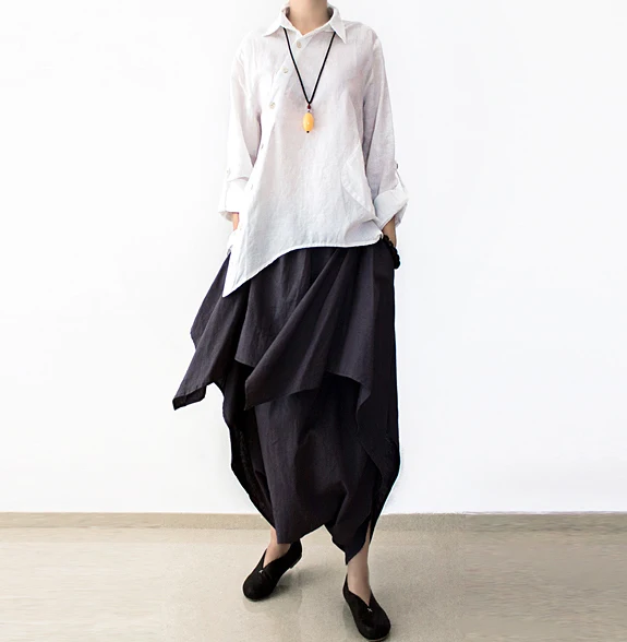 

Women Blouses Loos Original Design Women Shirt Cotton Linen Thin Women Shirts Long Sleeve Square Collar Solid Color Summer Shirt