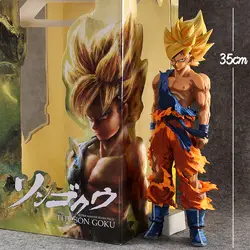 Специальная аниме краска цвет 14 "35 см Большой размер Dragon Ball Z Супер Saiyan Сон Гоку ПВХ фигурка Коллекция Модель игрушки