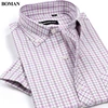 New Arrival Men's Classic Style Non-Iron Oxford Shirts Plaid/Striped Short Sleeve Casual Shirt High Quality Brand Clothing 5