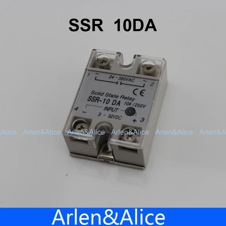 

10DA SSR input 3-32V DC load 24-380V AC single phase AC solid state relay