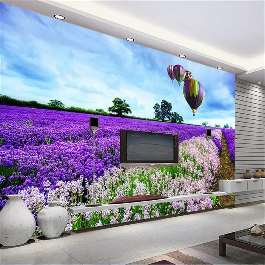 Custom 3d non-woven Wallpaper TV Backdrop wall murals Provence lavender beautiful fields under the sky 3d home decoration custom photo wallpaper natural scenery mangrove landscape custom wallpaper business hotel home decoration backdrop murals
