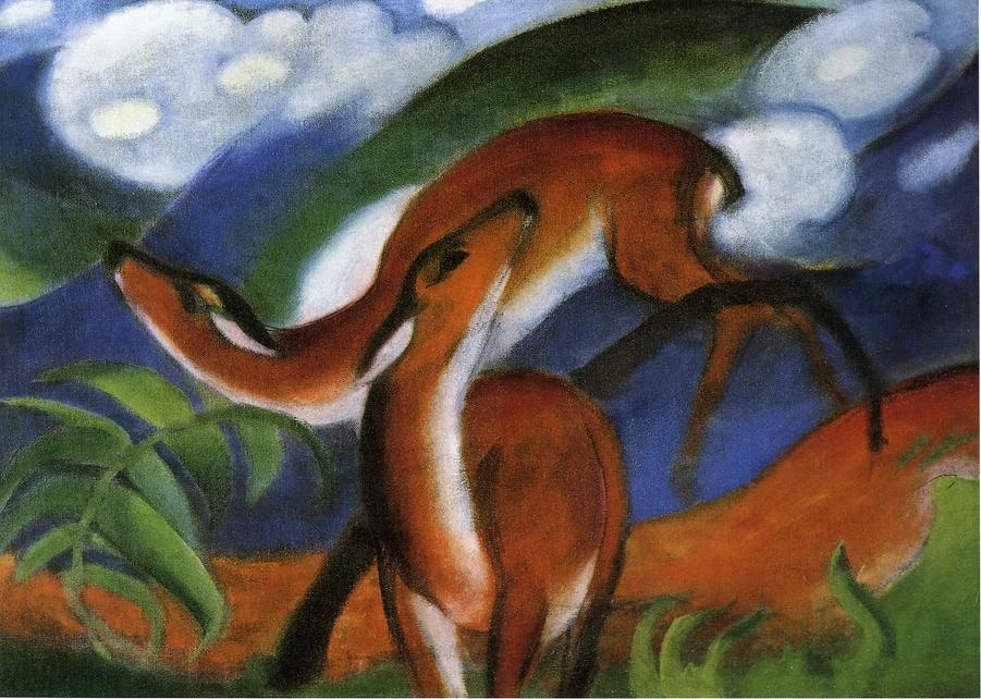 

High quality Oil painting Canvas Reproductions Red Deer II 1912 By Franz Marc hand painted