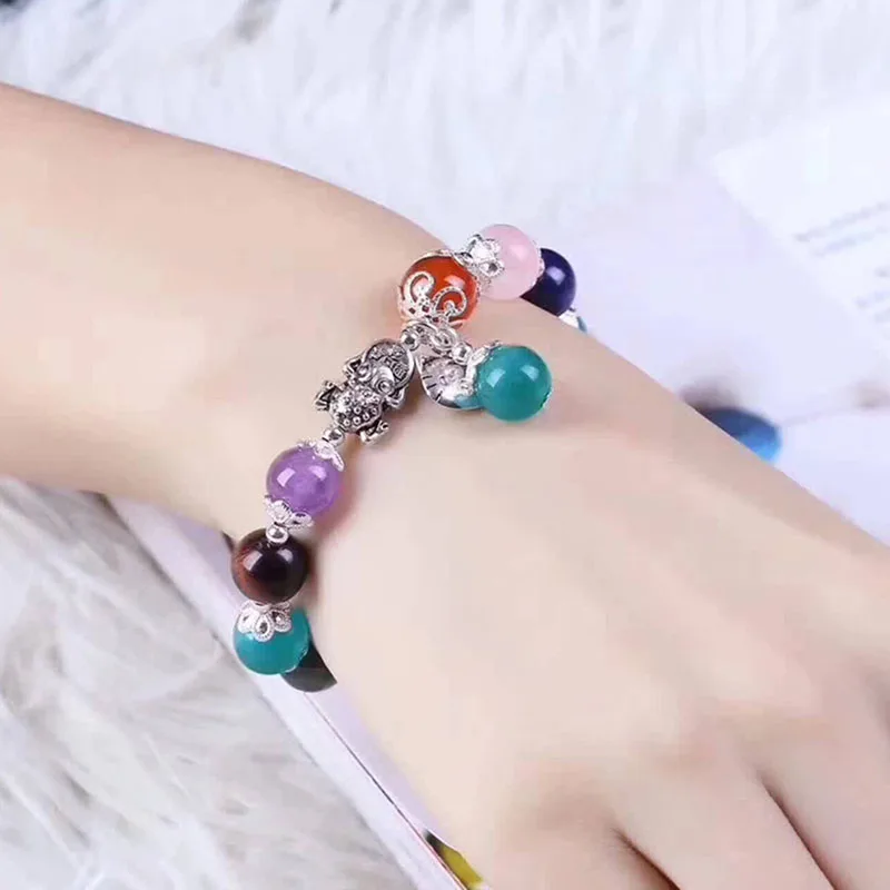 Wholesale Colorful Natural Crystal Bracelets Round Beads With