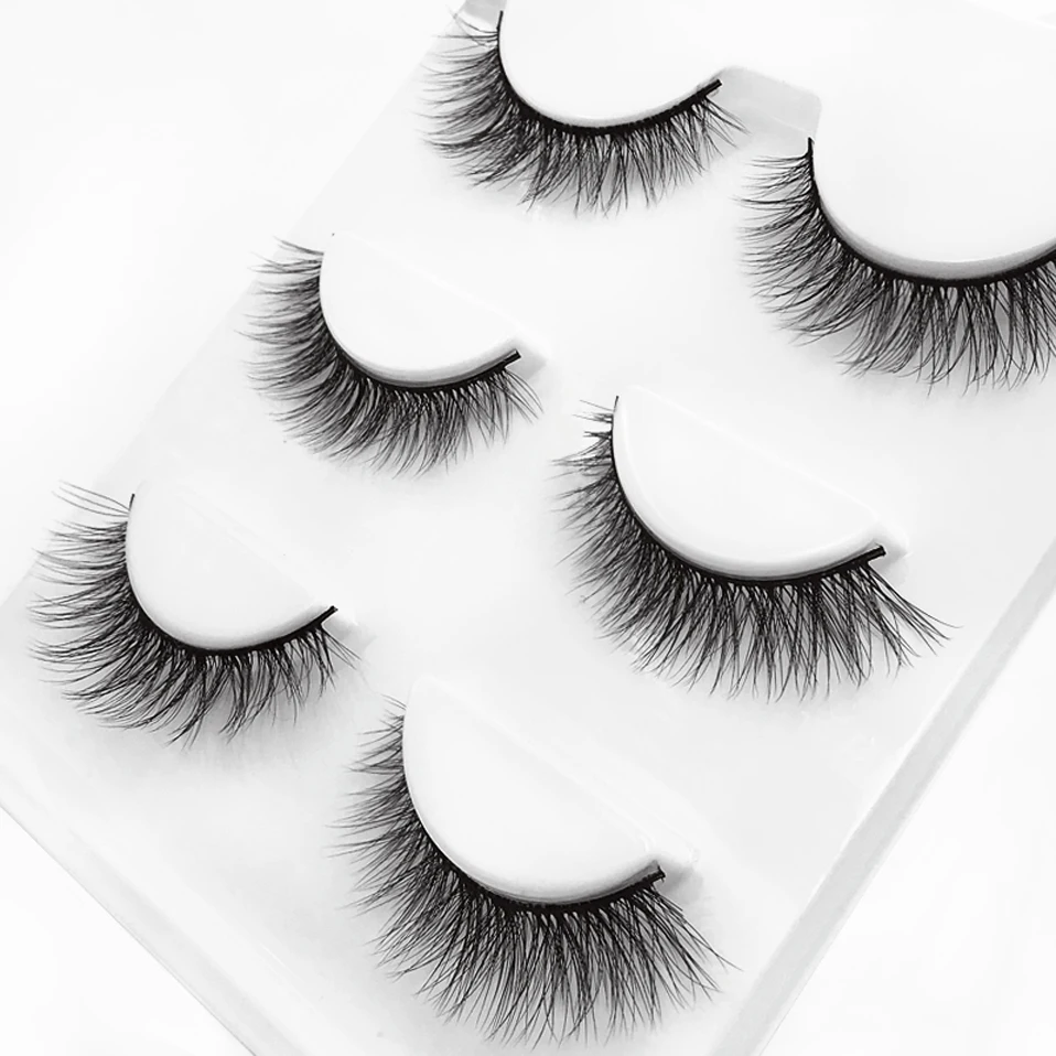 New 3 pairs natural false eyelashes fake lashes long makeup 3d mink lashes extension eyelash mink eyelashes for beauty #X01 (4)