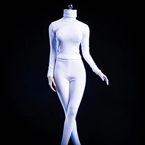 Продажа 1 6 масштабный комплект женской одежды, обтягивающие штаны и пальто с высоким воротником, черно белый, для 12 дюймовых моделей аксессуаров