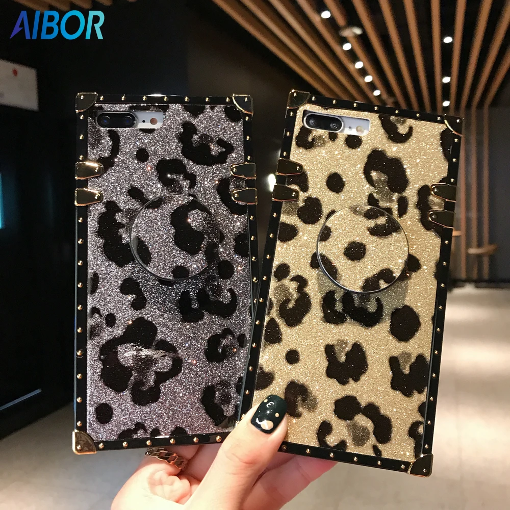 Fashion 3D Square glitter leopard print Soft Cases For Huawei P20 pro Bling NOVA 2S 3I 3E 4 MATE 20 PRO Cover |