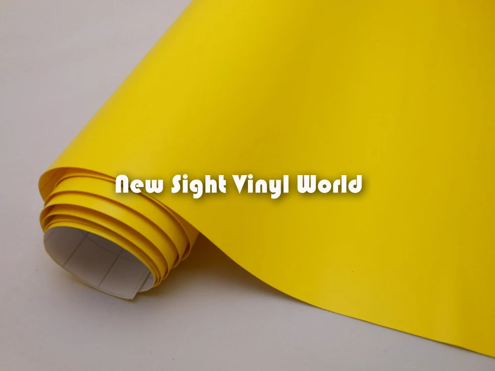 Высококачественная желтая матовая виниловая пленка, матовая желтая виниловая матовая Желтая пленка без воздуха для автомобильных наклеек, Размер: 1,52*30 м/рулон