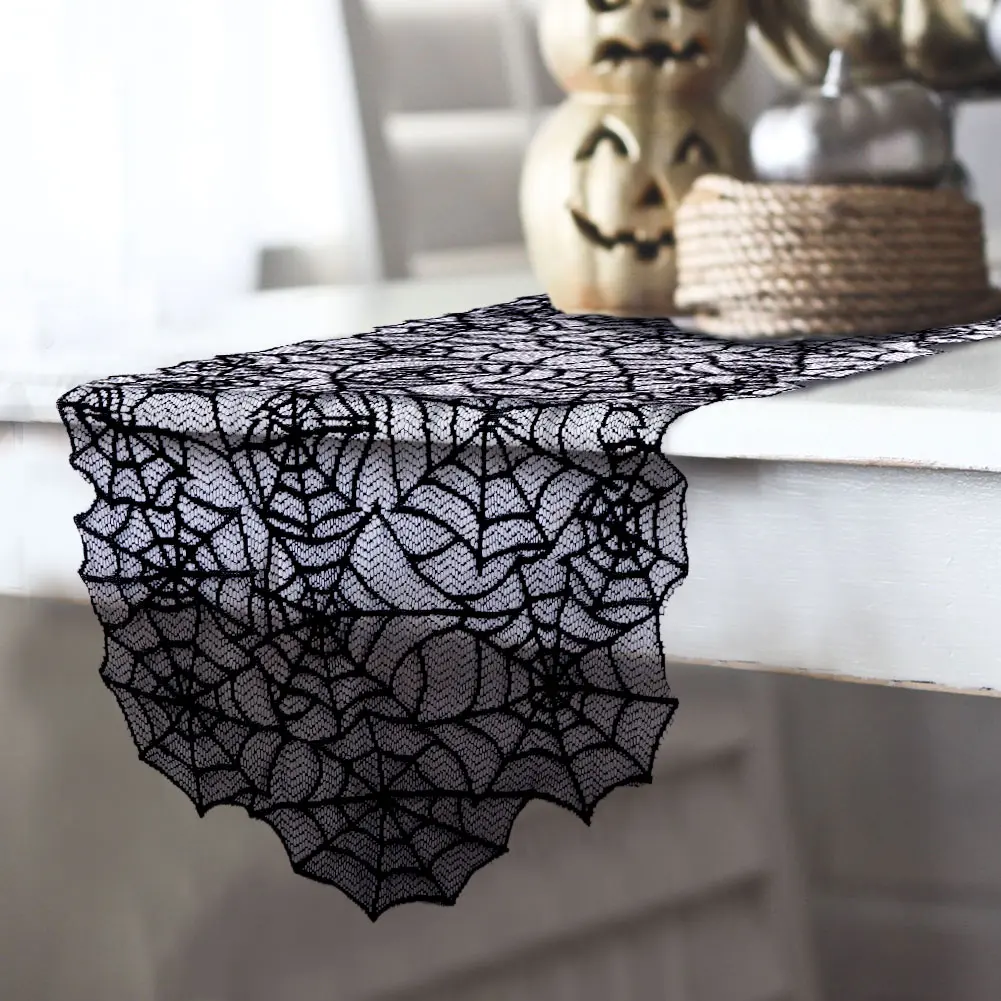 OurWarm Хэллоуин паук веб-стол бегун Черная кружевная лампа для камина оттенки паутина реквизит украшения-ужастики для хеллоуина Дом DIY