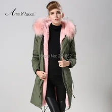 С фабрики Цена Женская Винтаж Ретро Мех животных капюшоном Военная Униформа парка куртка пальто розовой подкладкой и