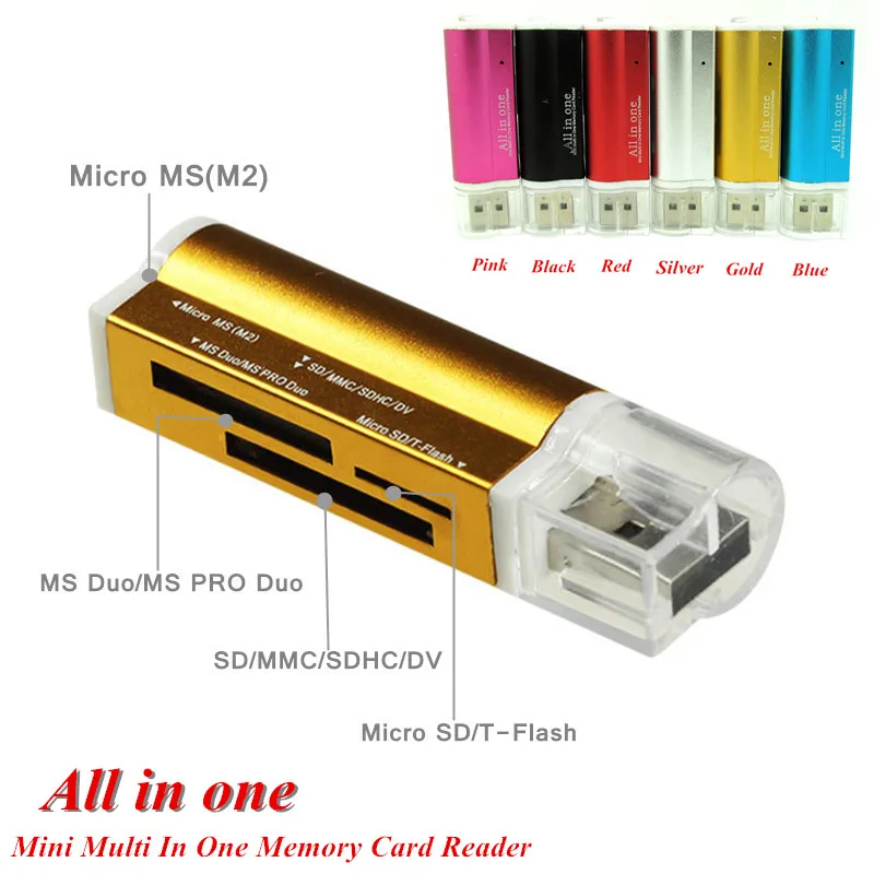 Горячие продажи, все в одном USB 2,0 Multi устройство чтения карт памяти Micro SD/TF M2 MMC SDHC MS Memory Stick Лидер продаж по всему миру