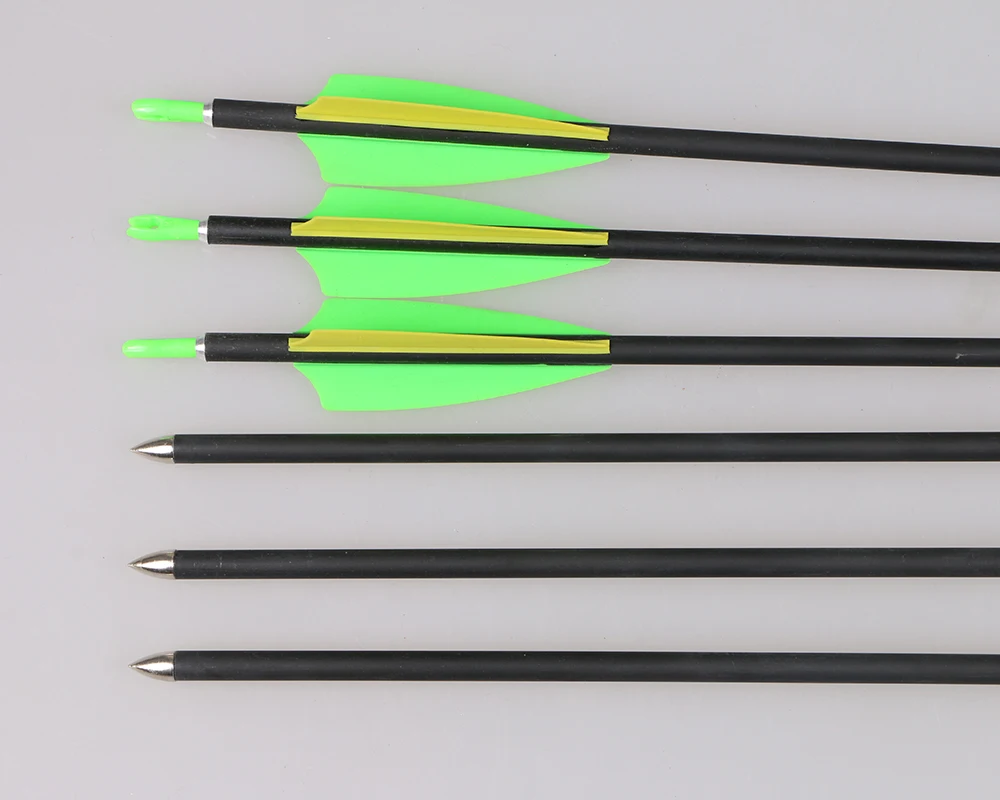 12pc 31 inch carbon arrows with 3" plastic feathers OD 7mm Archery hunting arrows for outdoor