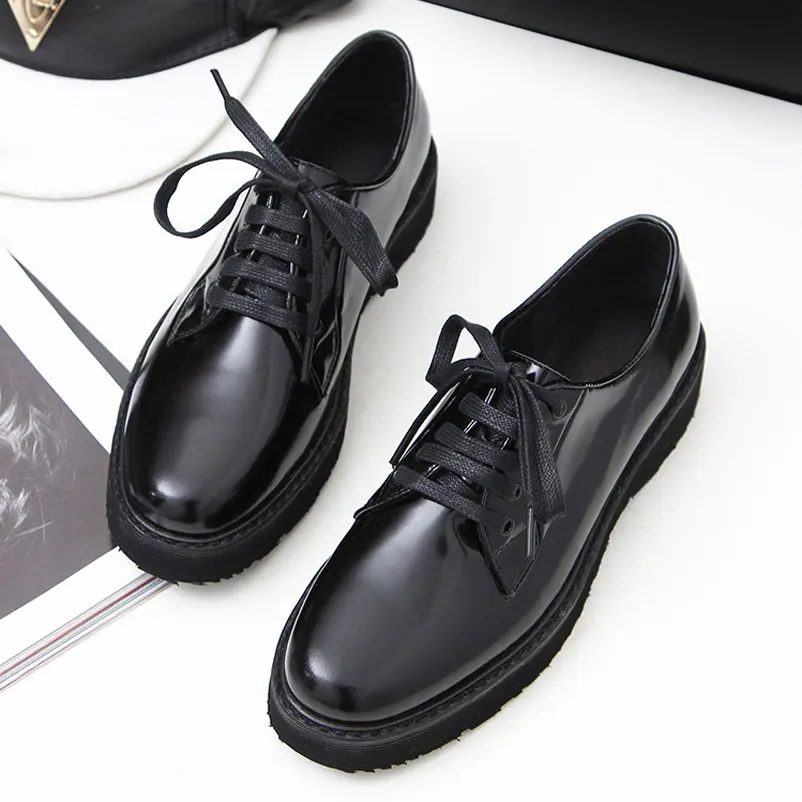 

2016 Spring Oxfords Fashion Shoes Woman Genuine Leather Flat Shoe Ladies Lace-Up Oxford Shoes High Quality Women Flats