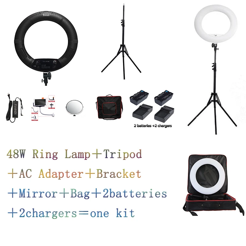 Yidoblo Black FS 480II Pro теплый и холодный Регулируемый кольцевой светодиодный светильник
